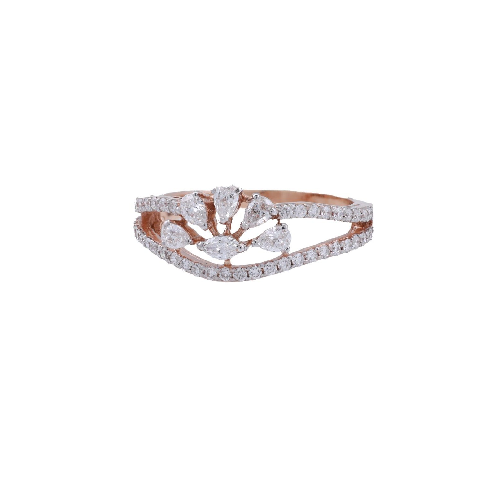 Floral Diamond Split Band Ring